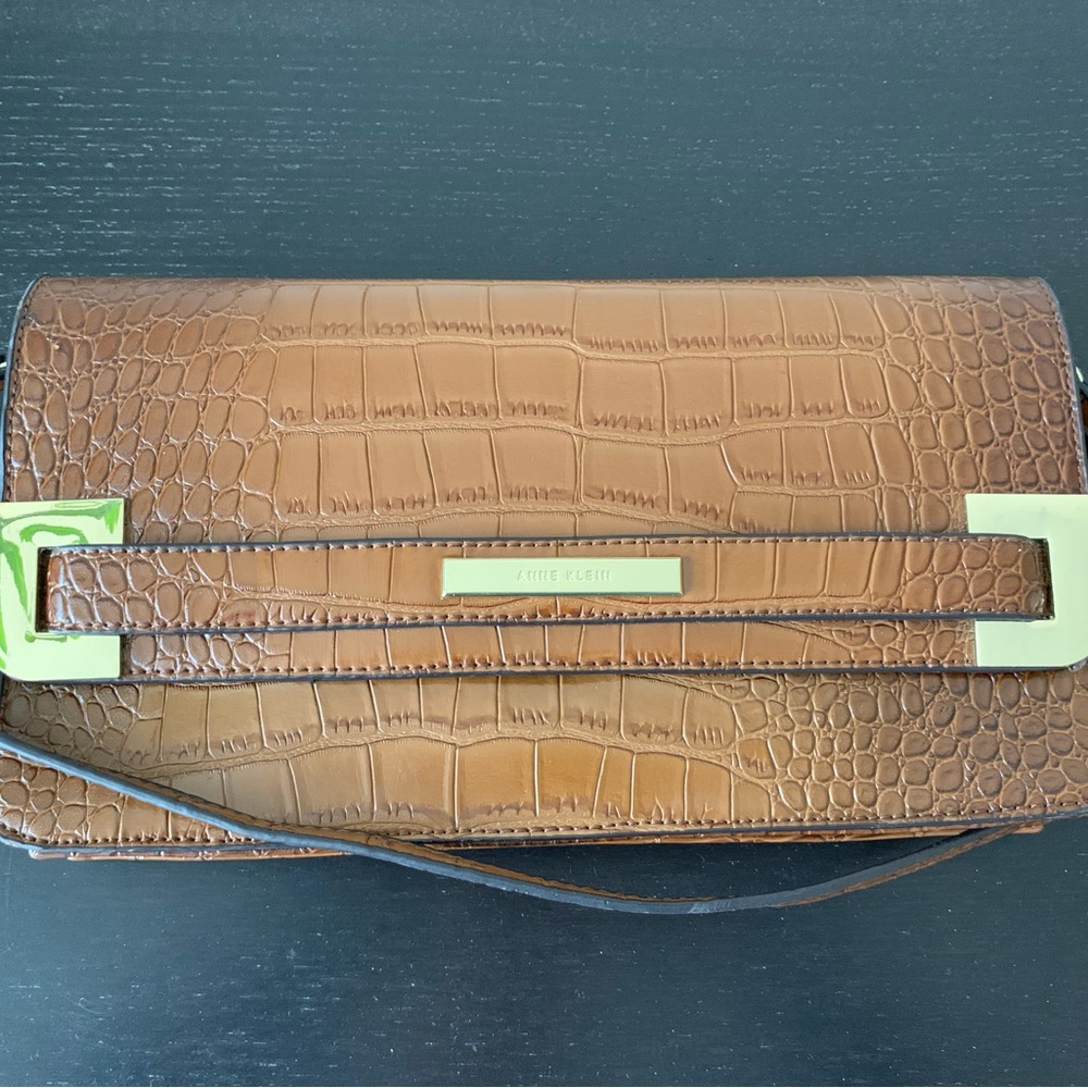 Anne Klein brown leather shoulder bag - Picture 2 of 5